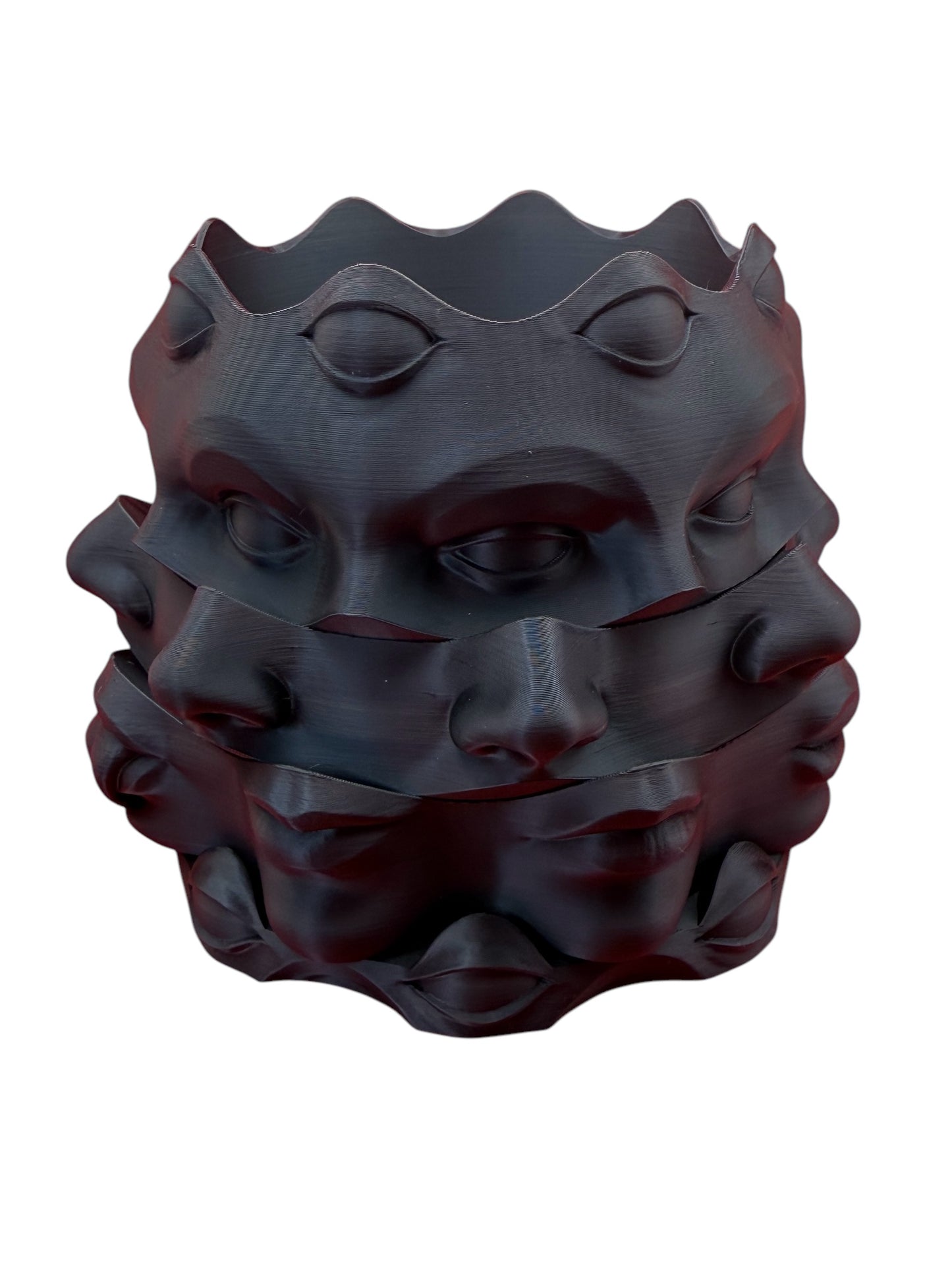 Spinning Face Planter with Drip Tray Surreal 3D Printed Decorative Pot